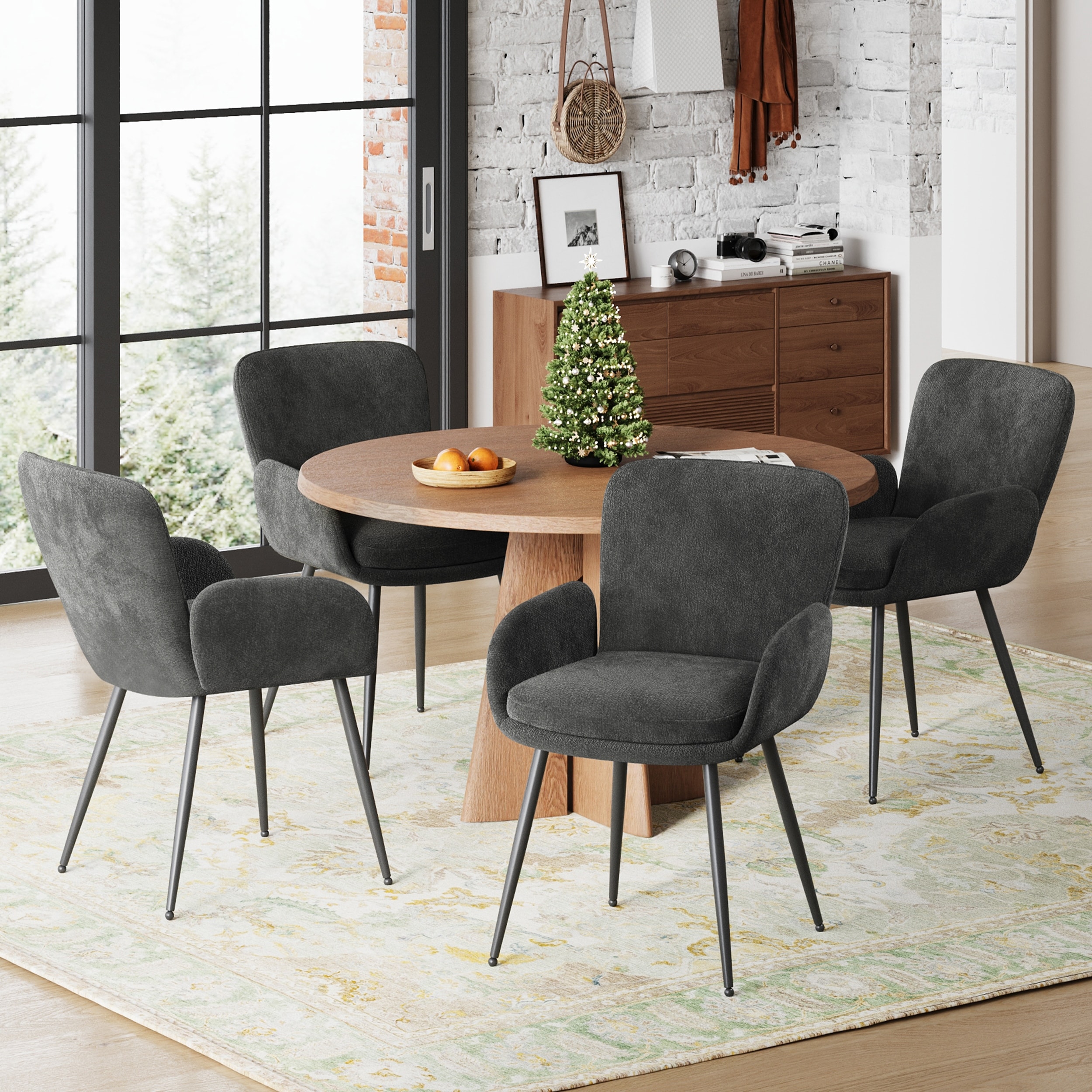 Modern Upholstered Dining Chairs / Kitchen Chairs / Living Room Chairs with Black Metal legs