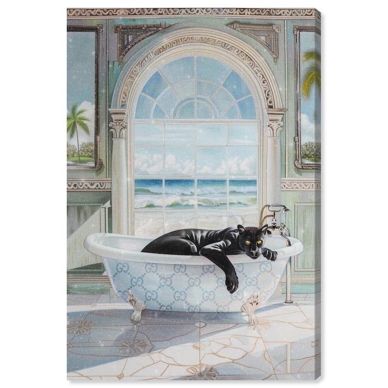 Panther Arch Bathroom Glam Canvas by Art Remedy, Gallery Wrapped - 10" x 15"