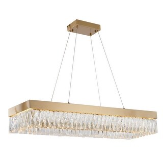 4-Light L40" Gold Metal LED Chandelier With Clear Crystals - Bed Bath ...