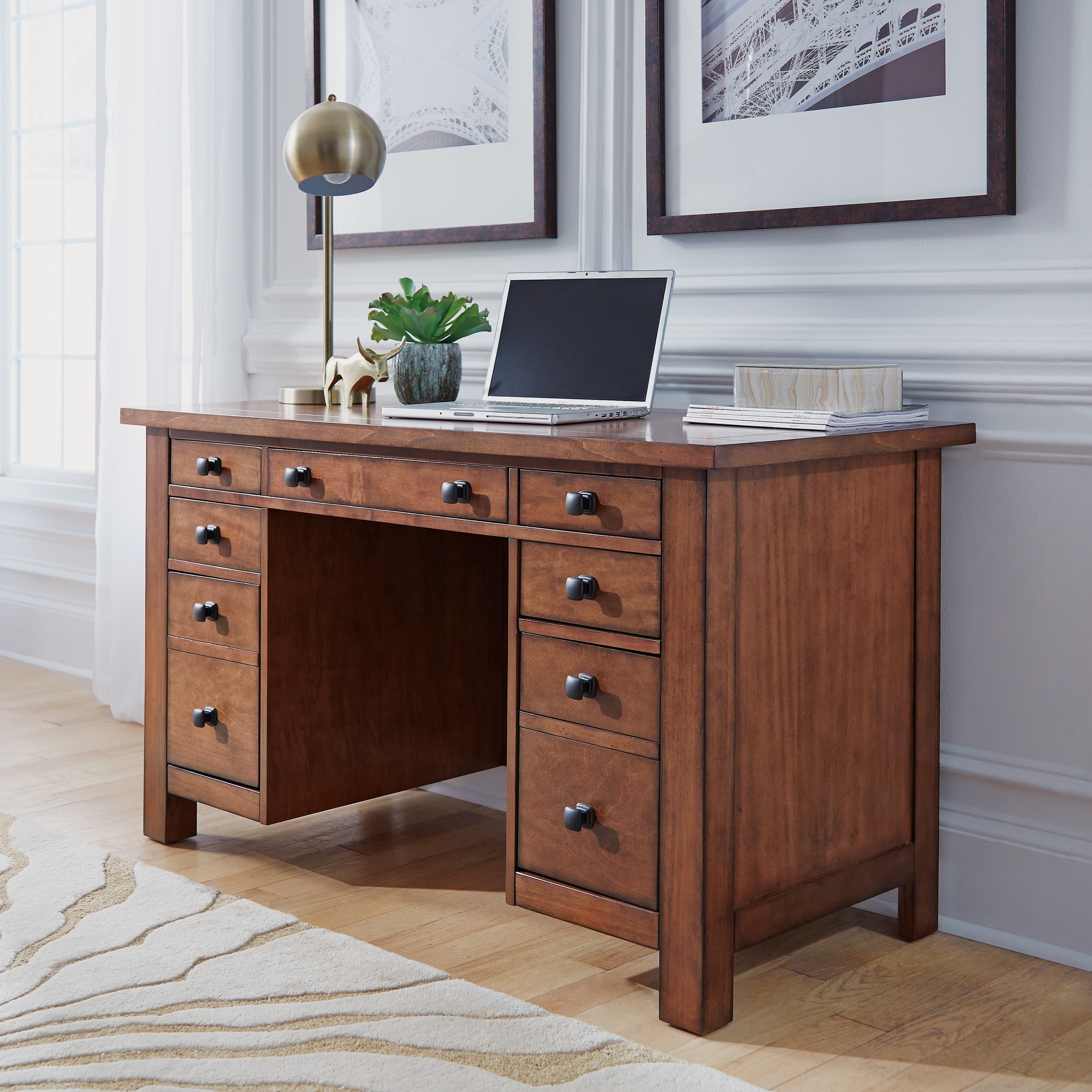 tahoe aged maple executive pedestal desk