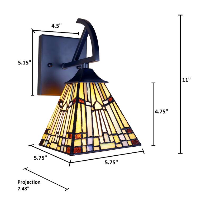 Tiffany Style Mission Design 1-light Blackish Bronze Wall Sconce