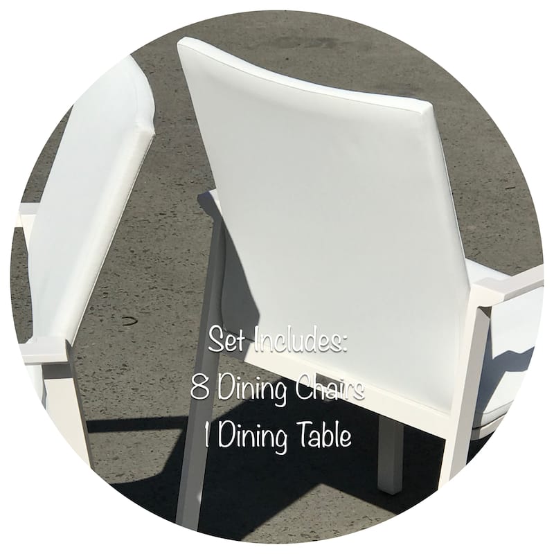San Giovani White 9-Piece Aluminum Outdoor Dining Set with Sling Set in White - N/A