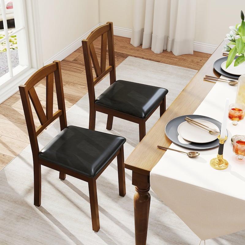 Costway Dining Chairs Set of 2/4 PU Leather Dining Room Chairs with