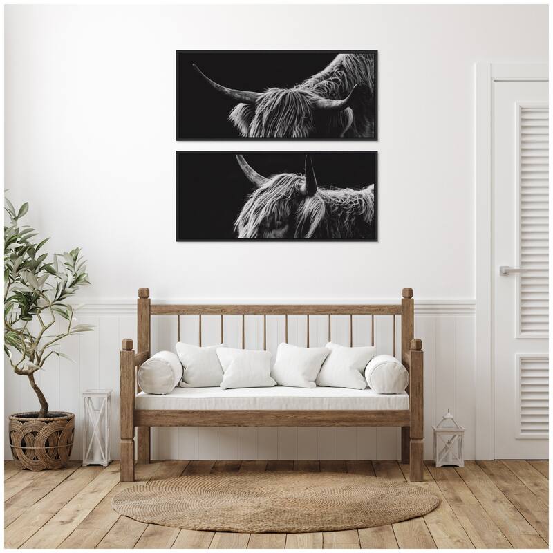 Kate and Laurel Scottish Highland Panel 2 Piece Framed Canvas Wall Art Set by Crystal Lynn Collins