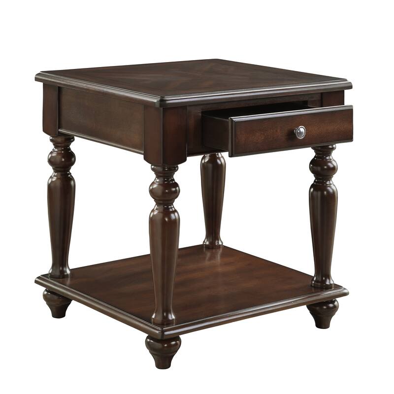 Modern Traditional Style End Table with Drawer and Bottom Shelf Furniture 1pc - Espresso