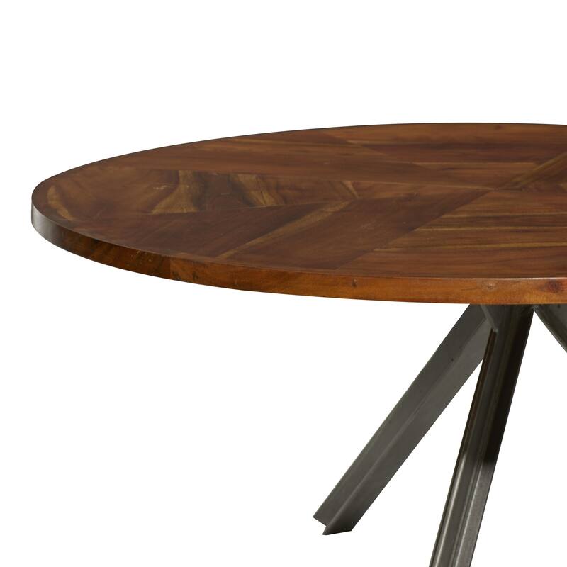 Wood Coffee Table with Gray Metal Tripod Base - Brown - Roche River Decor