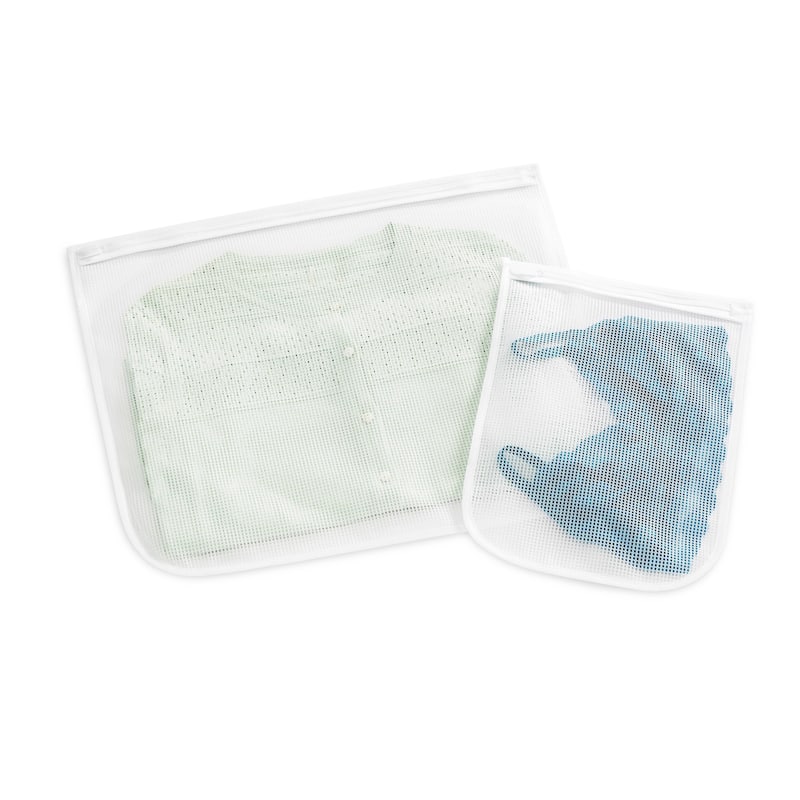 Whitmor Zippered Mesh Wash Bags - White - Set of 4