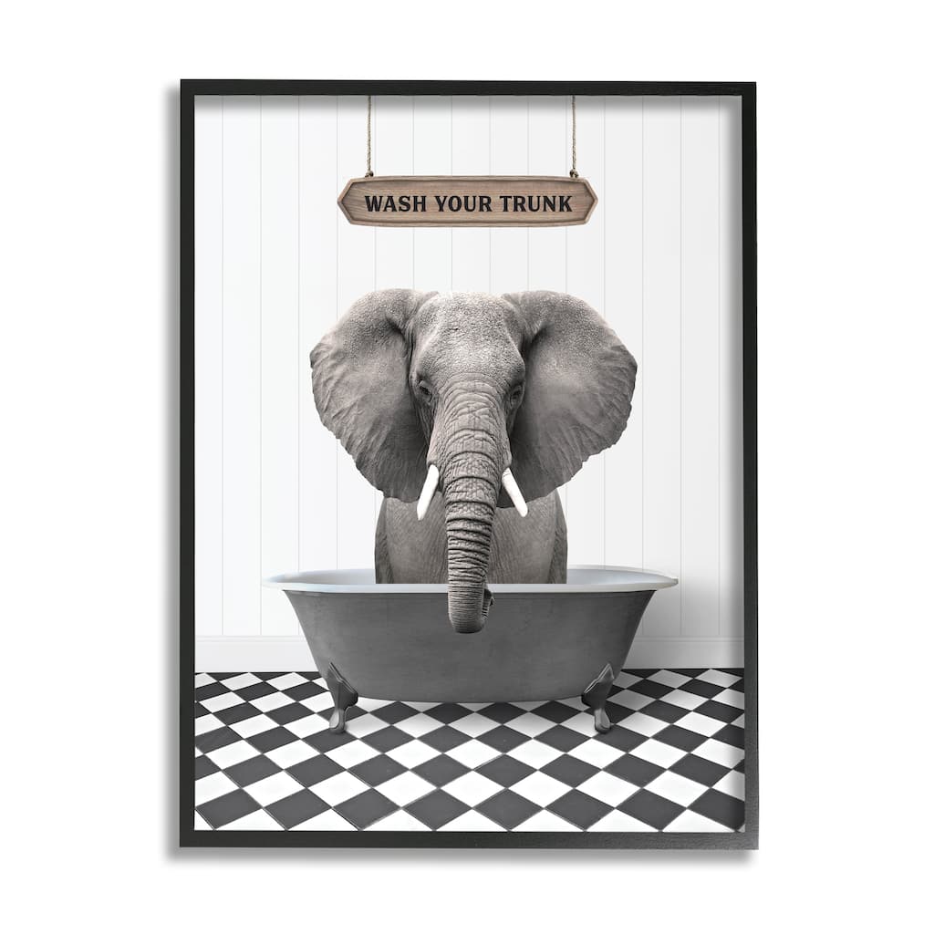 Stupell Wash Your Trunk Phrase Framed Giclee Art Design by Lettered and Lined