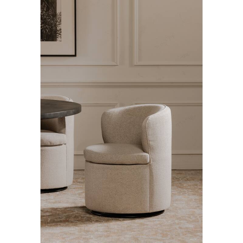 NADAAL STUDIOS Bramric Dining Chair, Curved Back Swivel Seat in Performance Upholstery, Oatmeal