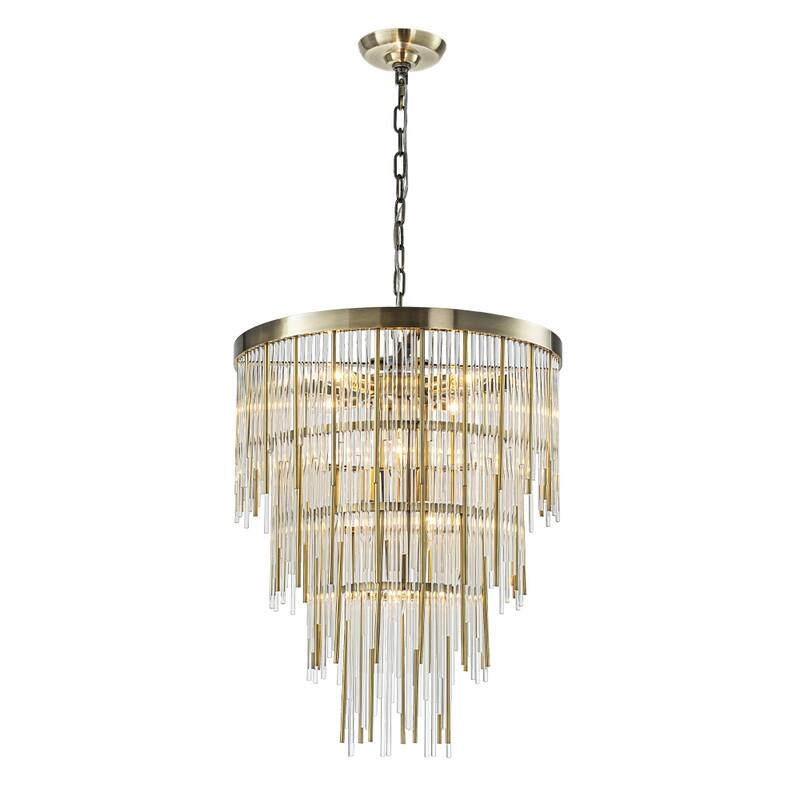 Modern Glam Antique Bronze Waterfall Chandelier Adjustable Ceiling Pendant for Bedroom, Dining Room or Foyer - W20"