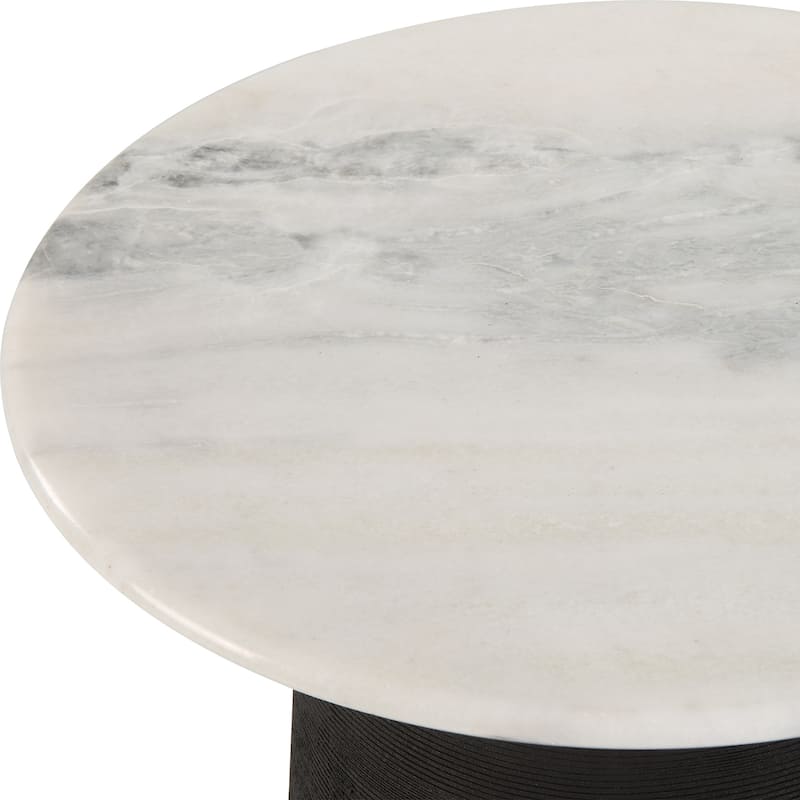 Marble Top Curved Eclipse Accent Table - 24.75" - Black and White