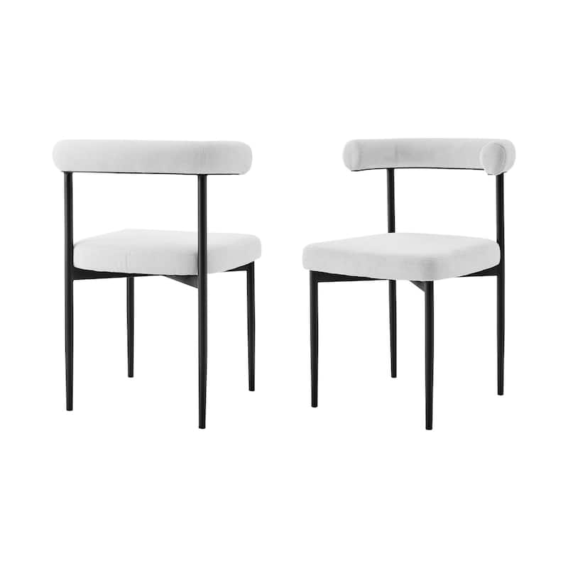 HomeRoots Set of Two Gray And Black Upholstered Polyester Open Back Dining Side Chairs