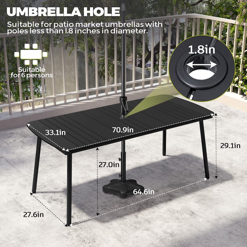 VredHom Outdoor Rectangular Aluminum Dining Table