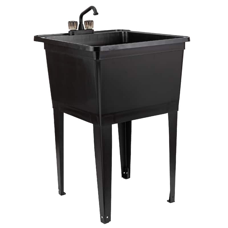 TEHILA 21-Gallon Utility Sink 22.88 in. W with 2-Knob Faucet