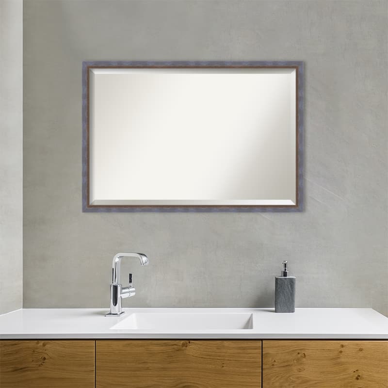 Two Tone Beveled Wood Framed Bathroom Vanity Wall Mirror