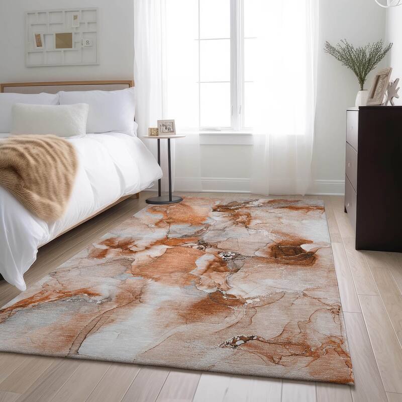 Premium Washable Super Soft Watercolor Abstract Mayfield Rug - Paprika - 8' x 10' - Rectangle