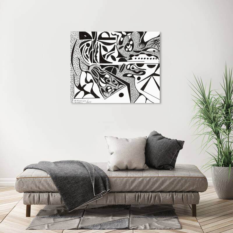 Wynwood Studio Abstract Manuel Roman - Flowing Lines Black and Modern & Contemporary Wall Art Canvas Print - 30 x 36