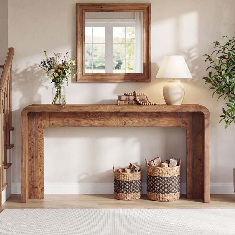 63-inch Farmhouse Sofa Table Behind Couch For Entryway, Living Room, Hallway
