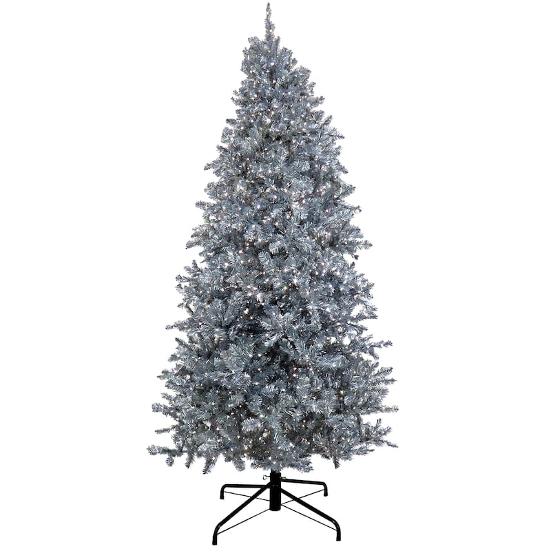 National Tree Company 10 ft. Pre-Lit Christmas Matte Silver Metallic Tree - 10 Foot