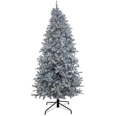 National Tree Company 10 ft. Pre-Lit Christmas Matte Silver Metallic Tree - 10 Foot