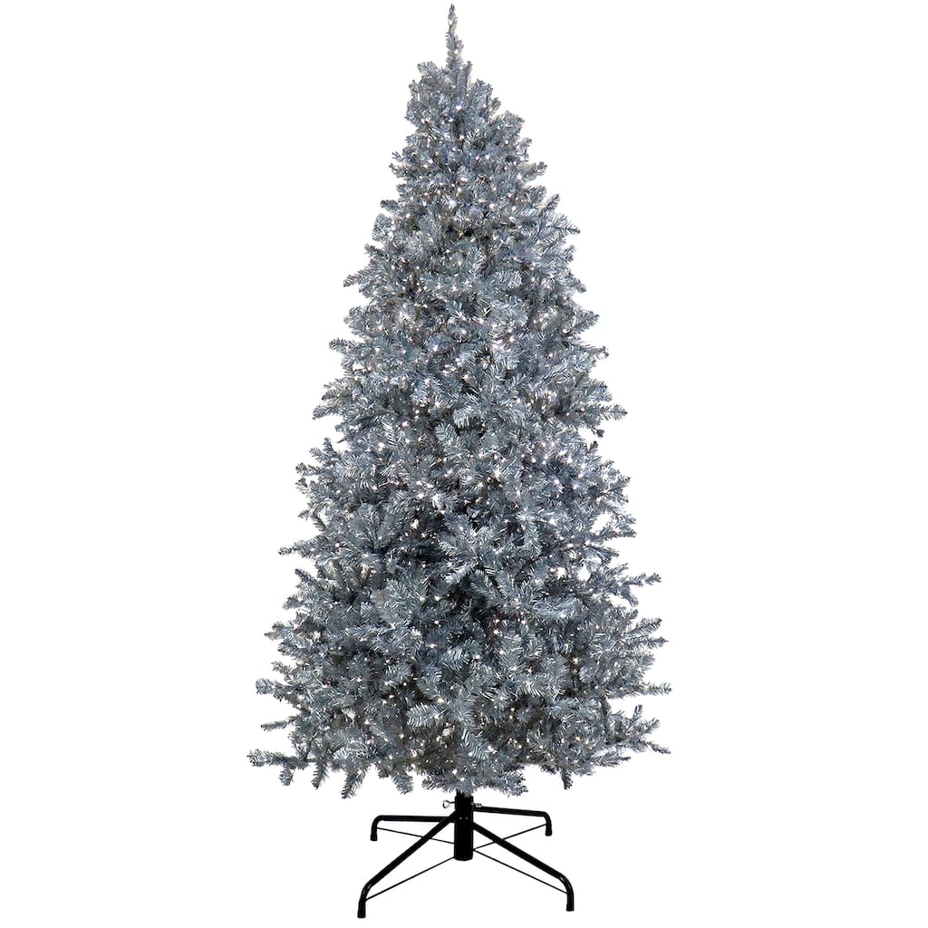 National Tree Company 9 ft. Pre-Lit Christmas Matte Silver Metallic Tree - 9 Foot