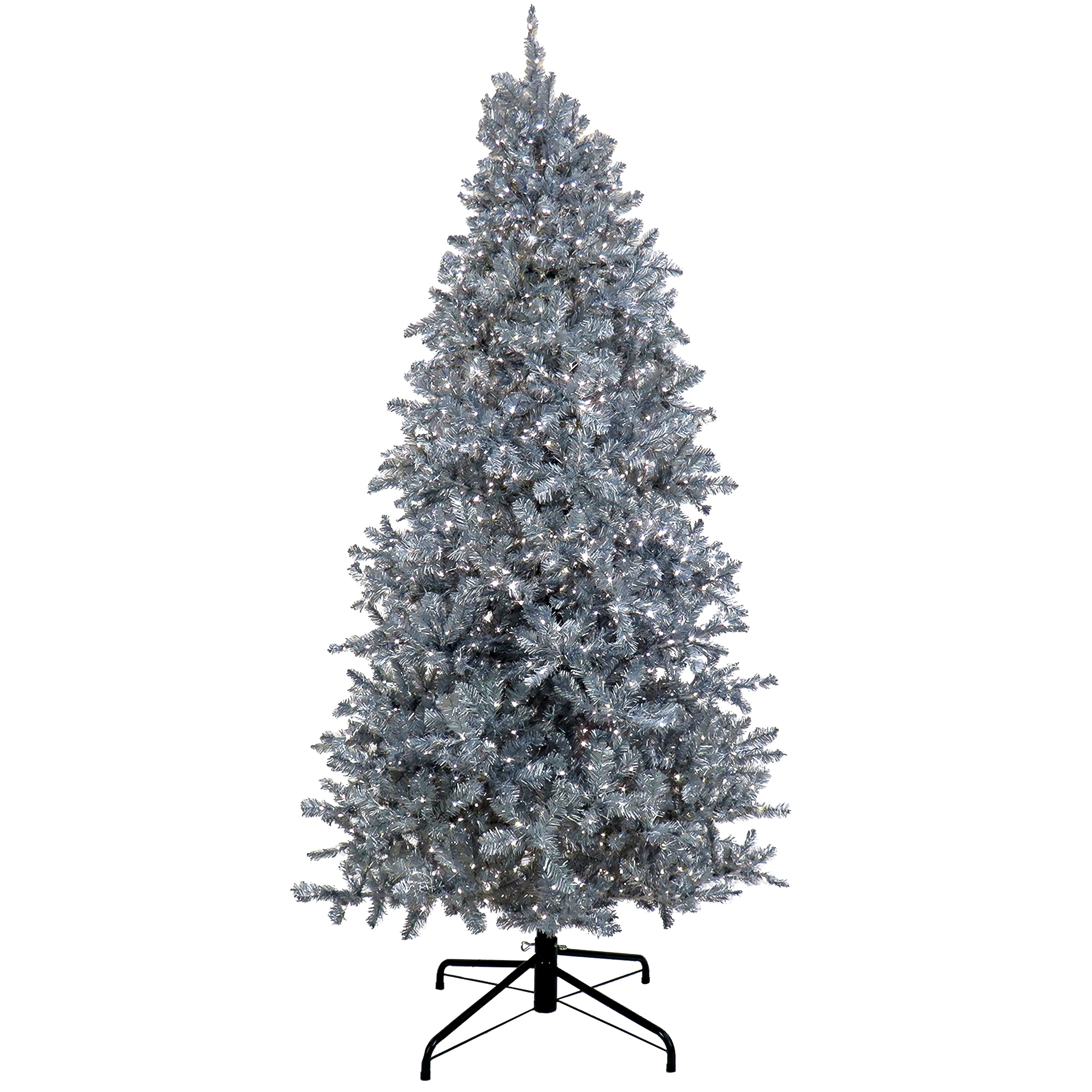 National Tree Company 9 ft. Pre-Lit Christmas Matte Silver Metallic Tree - 9 Foot