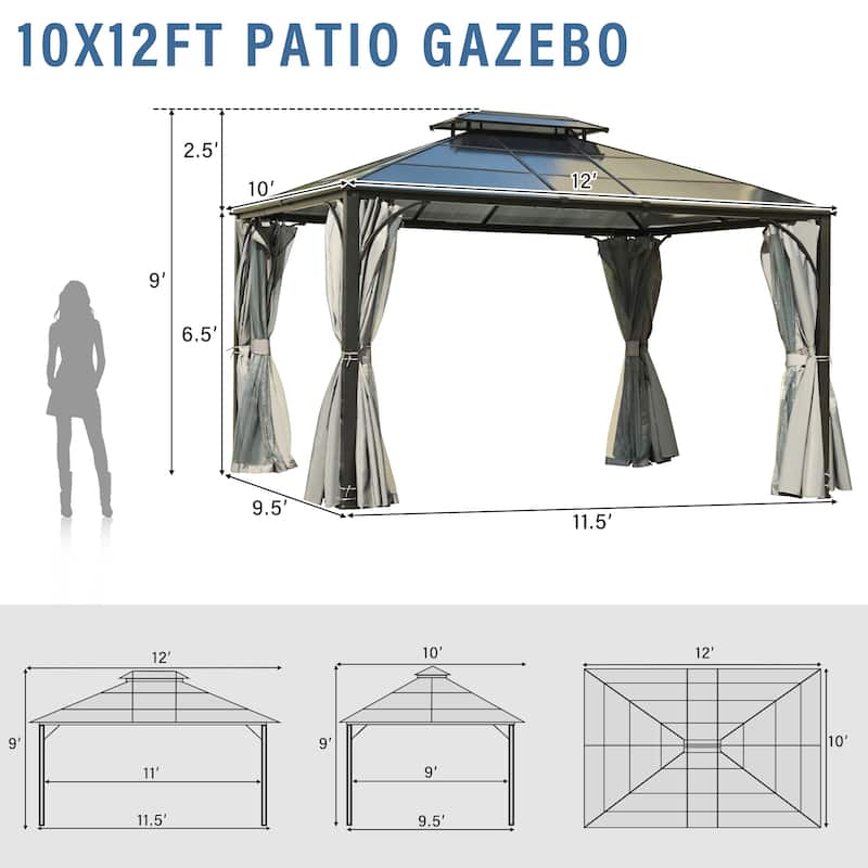 Outdoor Gazebo w/ Aluminum Frame,Mosquito Netting and Privacy Screens