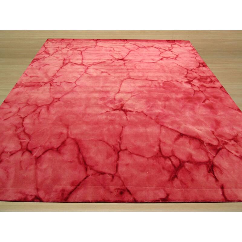 Handmade Wool Pink Contemporary Abstract Dip Dyed Rug
