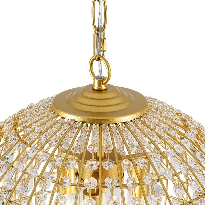 Luxe Bloom Beaded Round Sphere Crystal Pendant Entry Chandelier 18in