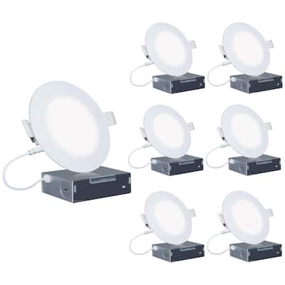 Infibrite 6 Inch 5000K Daylight 12W 1050LM Ultra-Slim LED Ceiling Light with Junction Box, Flush Mount, Dimmable (6 Pack)