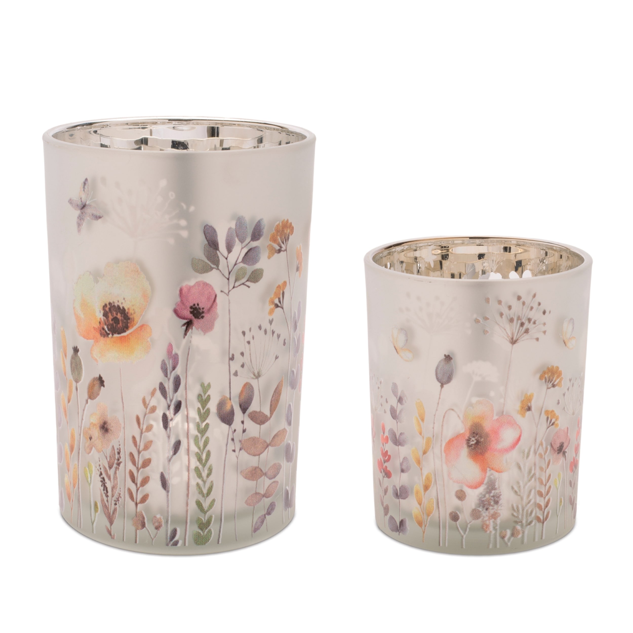 Frosted Floral Print Votive Holder (Set of 2)