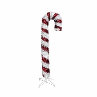 Kurt Adler 5-Foot Unlit Red and White Tinsel Candy Cane - Bed Bath ...