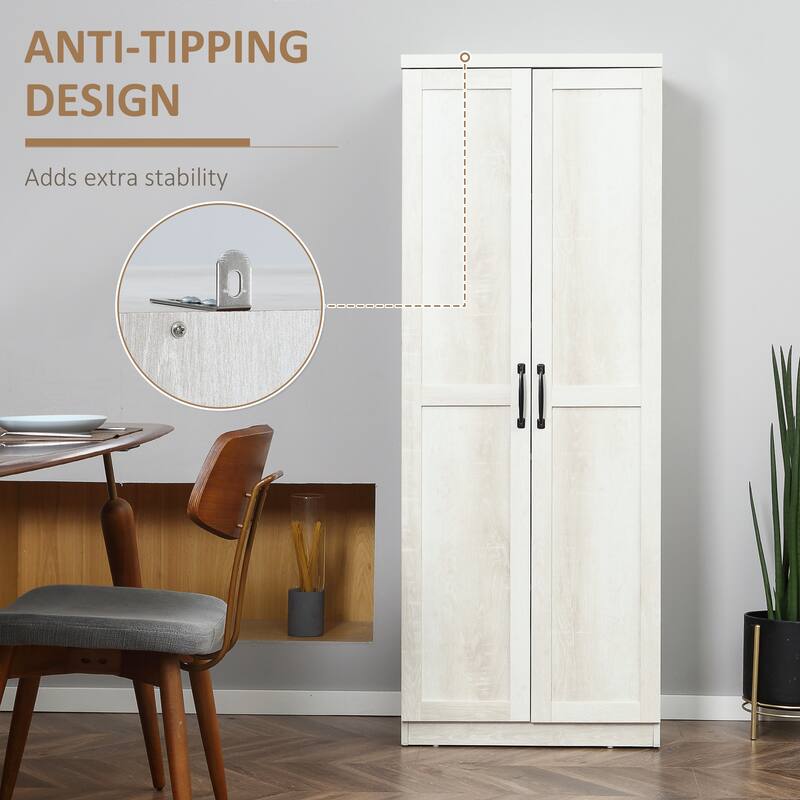 2-Door Kitchen Pantry Storage Cabinet - White