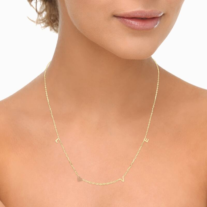 Marquee Jewels 14K Solid Yellow and Rose Gold LOVE Necklace with Lobster Clasp