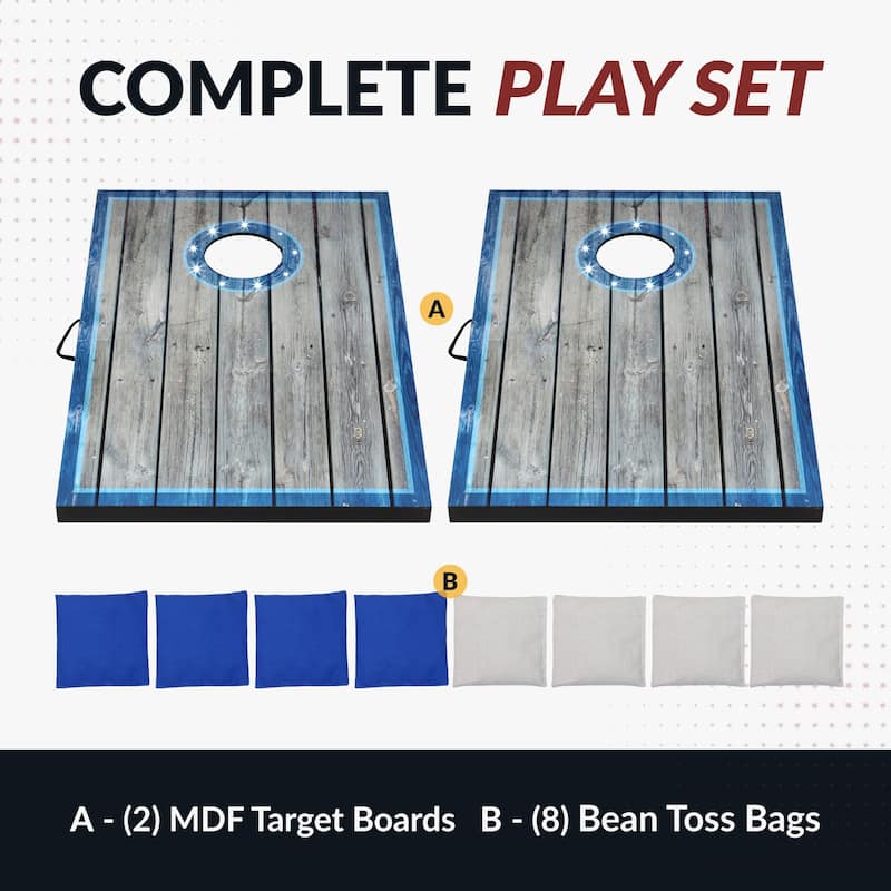 Hathaway Atlantic Cornhole Bean Bag Toss Game Set with LED Lights