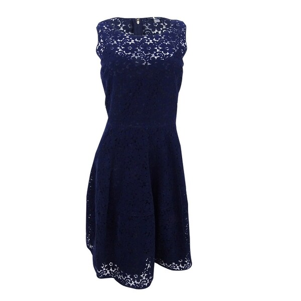 Tommy Hilfiger Women's Velvet Floral Lace Fit & Flare Dress - Overstock ...