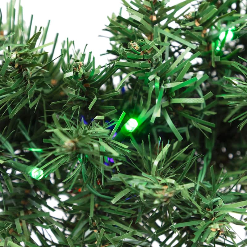 Pre-Lit Artificial Battery Operated Pine Christmas Wreath - 18" - LED Multicolor