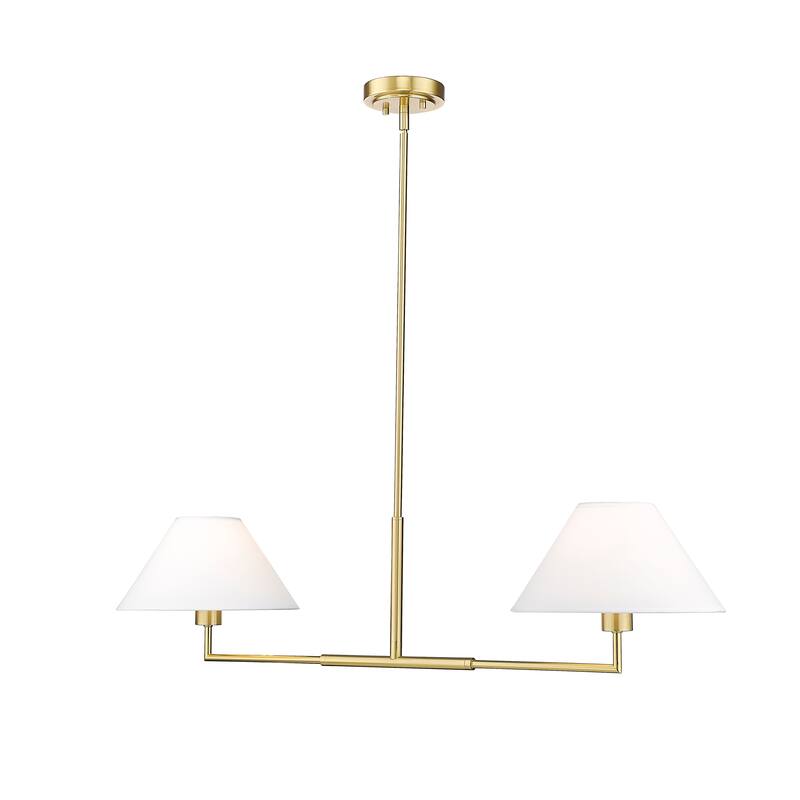 Leila by Z-Lite 2 Light Chandelier in Luxe Gold with White Linen Fabric Shade - Luxe Gold