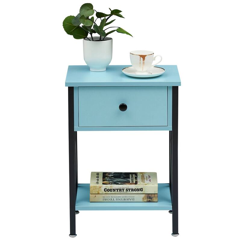 VECELO Mid Century Modern Nightstand with Storage Shelves, Set of 2 Nightstands, End Table/Side Table