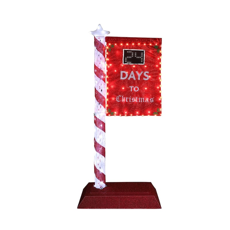 VEIKOUS 5FT Lighted Christmas Countdown Sign, Outdoor Countdown Board with Days Setting & Sturdy Steel Frame