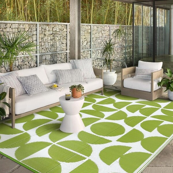 趣味・スポーツ・実用 ART PLASTIC: DESIGNED FOR LIVING 8x10FT Waterproof Plastic Straw Rugs , Large Outdoor Camping Rug
