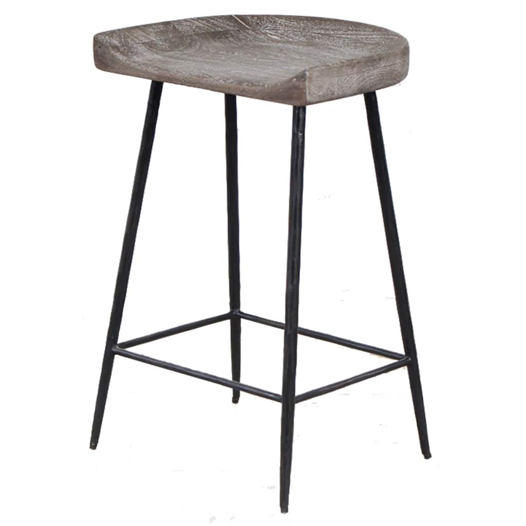 Cordova Carved Wooden Counter Stool - 26.5" - Gray and Black