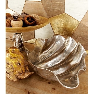 Silver Aluminum Shell Shell Decorative Bowl - 17 x 11 x 7