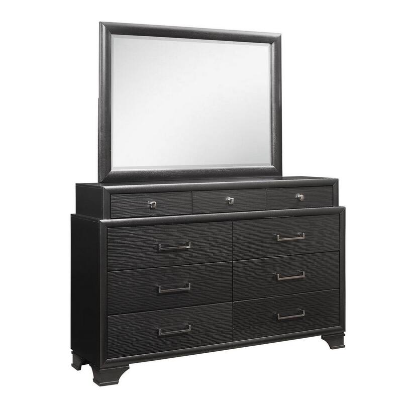 HomeRoots 35" Dark Gray Wood Framed Mounted Dresser Mirror
