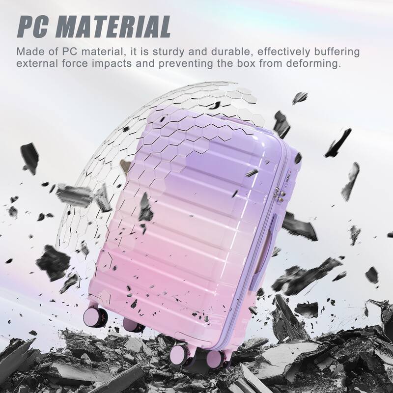 20"/24"/28" 3 pcs/set in PC Spinner Wheel Luggage, Carry on Suitcase, With Gradient Color and Combination Lock