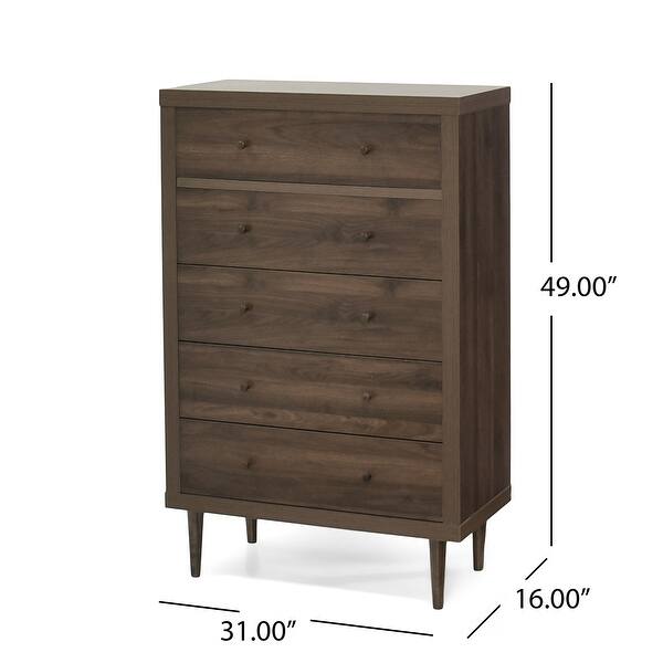 Walnut Five Drawer Wardrobe for Bedroom Storage - Bed Bath & Beyond ...
