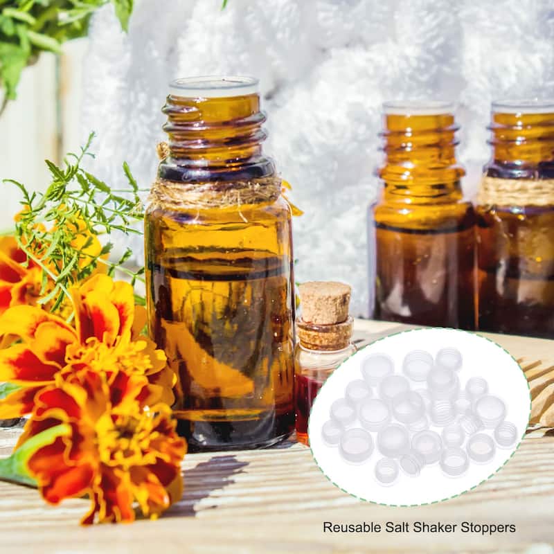 1Set Salt Shaker Stoppers, Plastic Salt Shaker Plug Stopper - Transparent