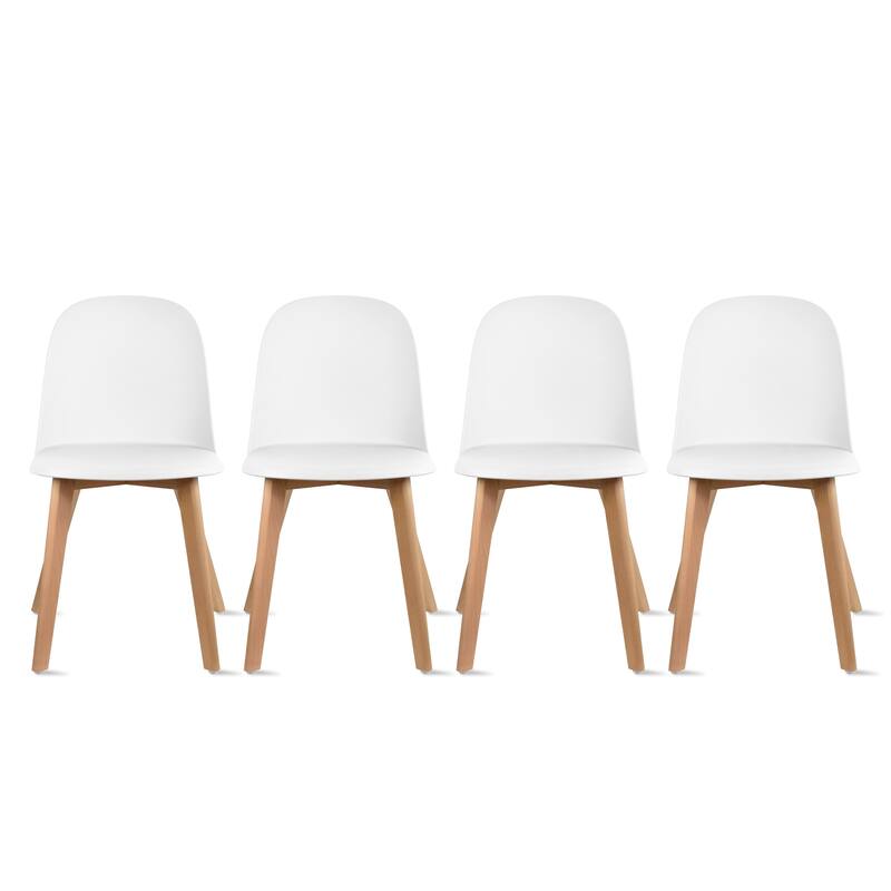 Set of 4 Plastic Dining Side Chair Wood For Event Kitchen Office Event Garden Patio Cafe