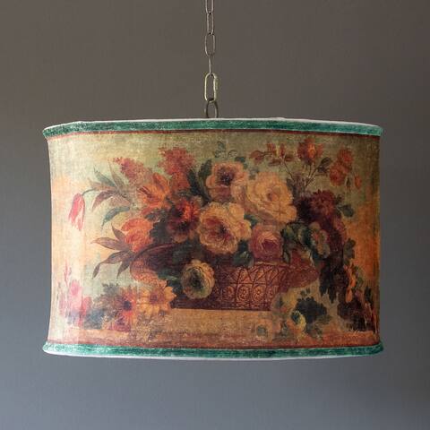 Velvet Floral Shade Pendant Light - 24"L x 24"W x 18"H