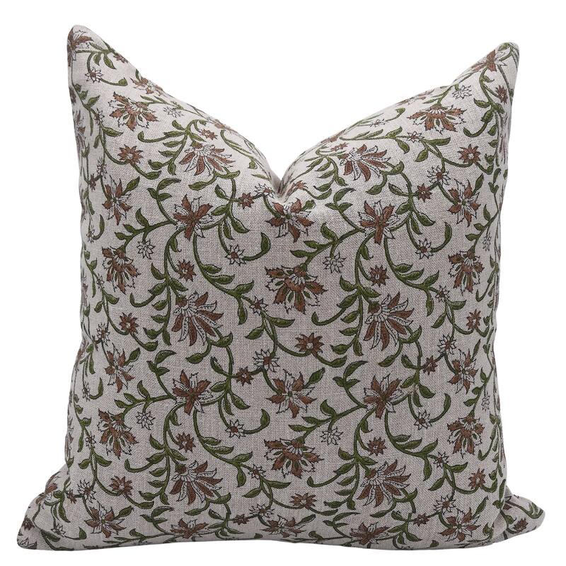 Fabdivine Linen Farmhouse Block print pillow Cover - Pillow Covers - 14" x 36"